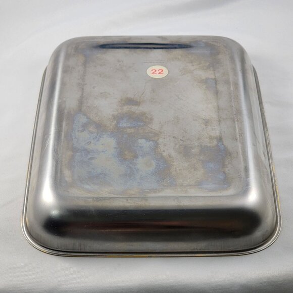 Zahran Stainless Steel 18/10 Serving Nesting Trays Gold Rim Rectangle Set of 3 - Picture 10 of 10